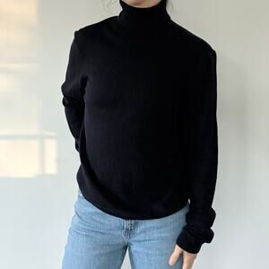 Vintage Ralph Lauren Cashmere and Silk Blend Navy Turtleneck Womens' XL